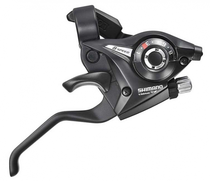 

Shimano Шифтер/тормозная ручка ST-EF51-8R(LL)2A для V-brake правая, 8 скоростей,черная (0), Black