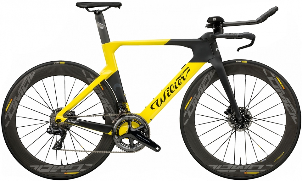 Велосипед Wilier Turbine Crono Ultegra Di2 Disc 12 V Miche Revox Carbon Black/Yelow 2023 - купить в Москве