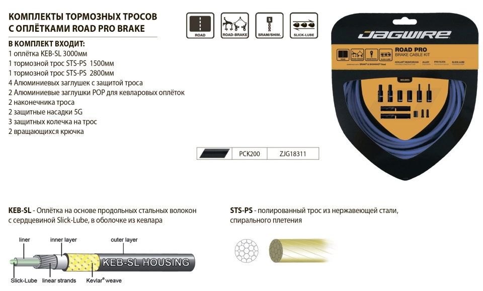

Jagwire Комплект тормозных тросов Road Pro Brake kit (0), Black