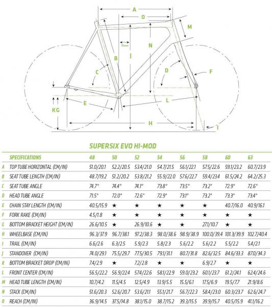 Cannondale supersix evo hi mod sales size chart