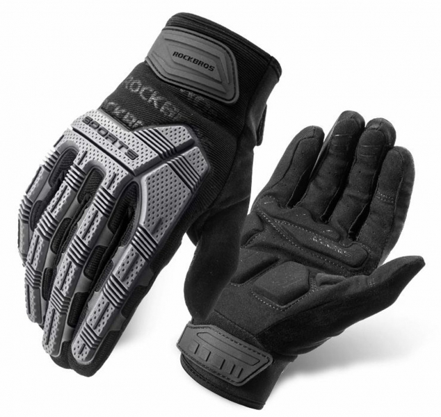 Велоперчатки RockBros Перчатки Thickened, Длинные пальцы, С защитой, Черный - купить в Москве