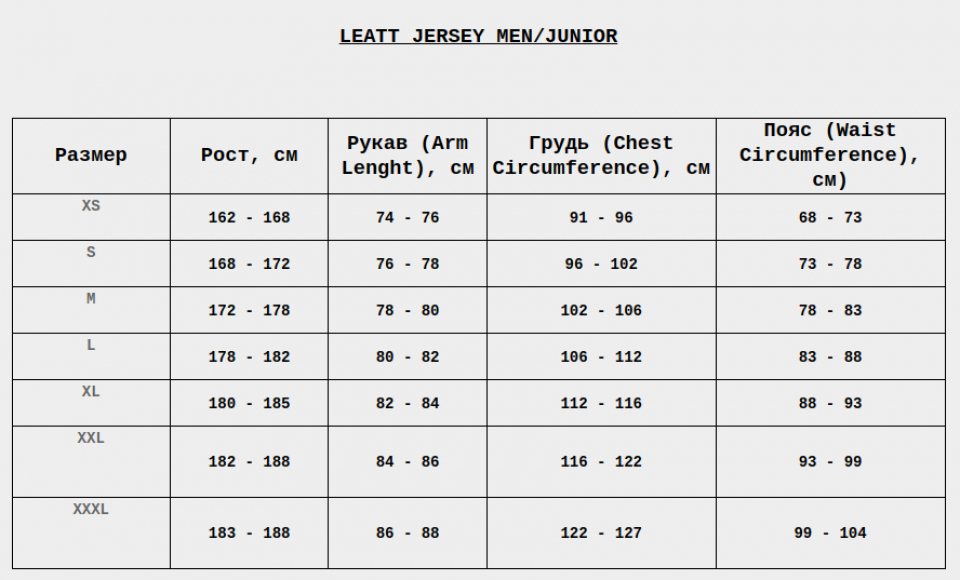 Геометрия велосипеда Велоджерси Leatt MTB Enduro 4.0 Jersey, Black