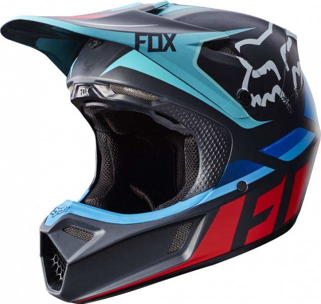 

Fox V3 Seca Helmet (2017), Grey/red