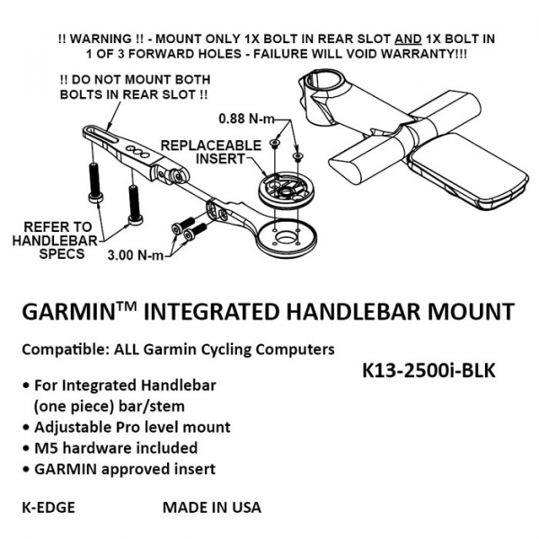 Чехол или держатель для гаджета K-EDGE Крепление Garmin IHS Splayd Mount Black Anodize (K13-2500i-BLK) - купить в Москве