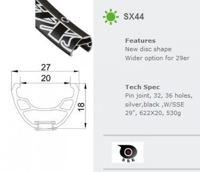 

Alexrims SX44, 29"x20ммх32Н (0), Black
