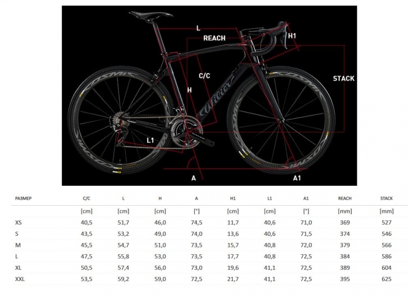 Геометрия велосипеда велосипед Wilier 110NDR Disc Ultegra Di2 Cosmic Elite  2020