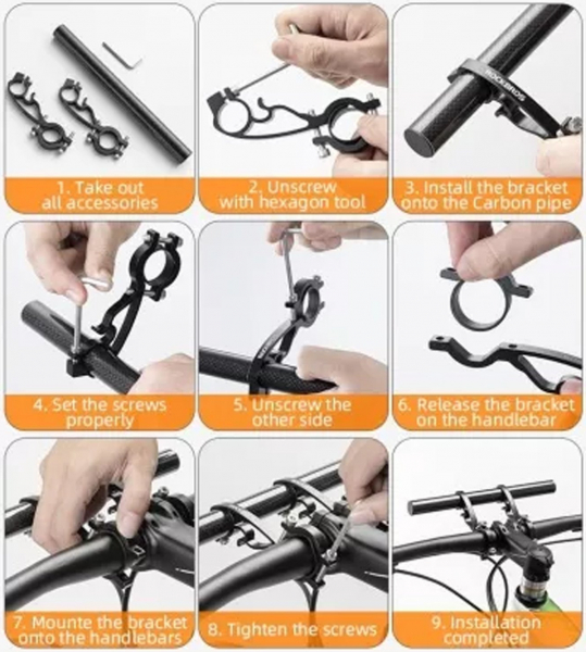 Руль и комплектующие RockBros Крепление на руль для аксессуаров Bike Carbon Handlebar Extender  - купить в Москве
